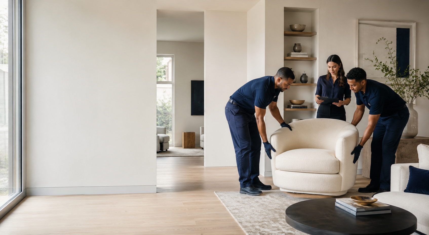 Crate & Canvas team carefully handling residential furnishings